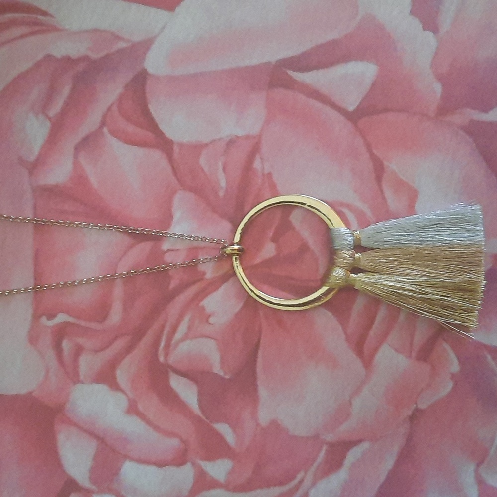 Tassle Necklace - Multi Tone Fringe/Tassle Design- Adjustable Gold Chain